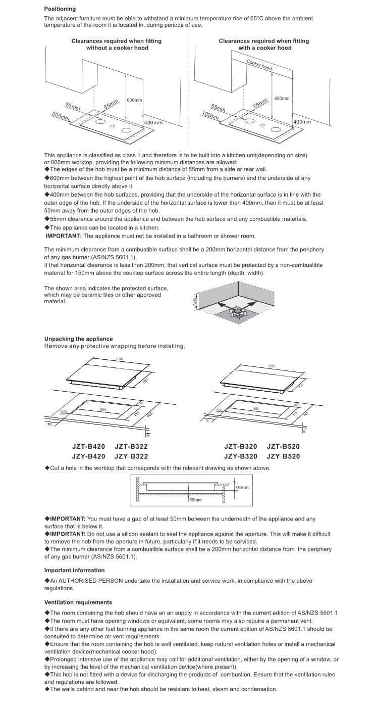 ROBAM | NG/LPG Cooktop | JZY-B420 | 4 Burners | 600mm (W)