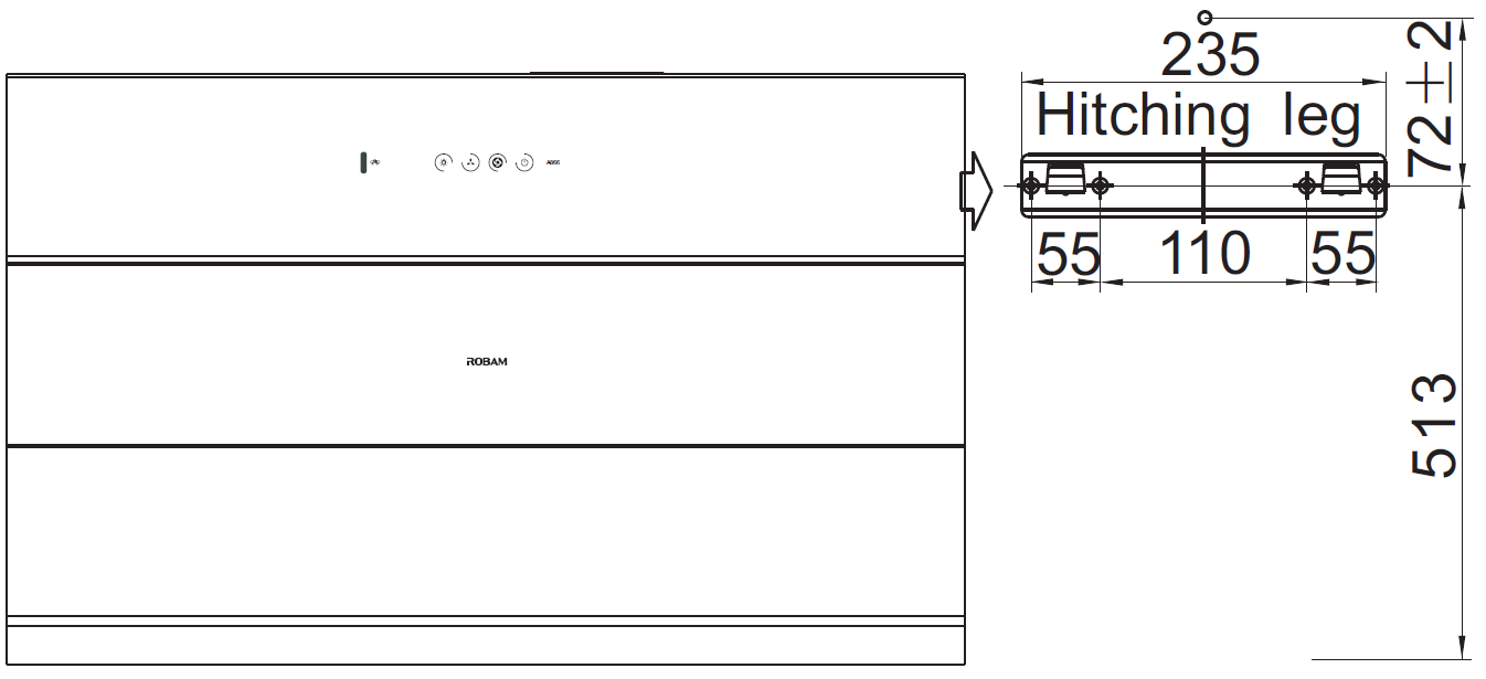ROBAM | Side Suction Rangehood | CXW-220-A866 | 900mm (w) |Christchurch Only