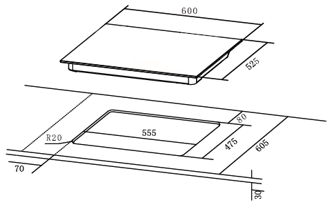 ROBAM | NG/LPG Cooktop | JZY-B420 | 4 Burners | 600mm (W)