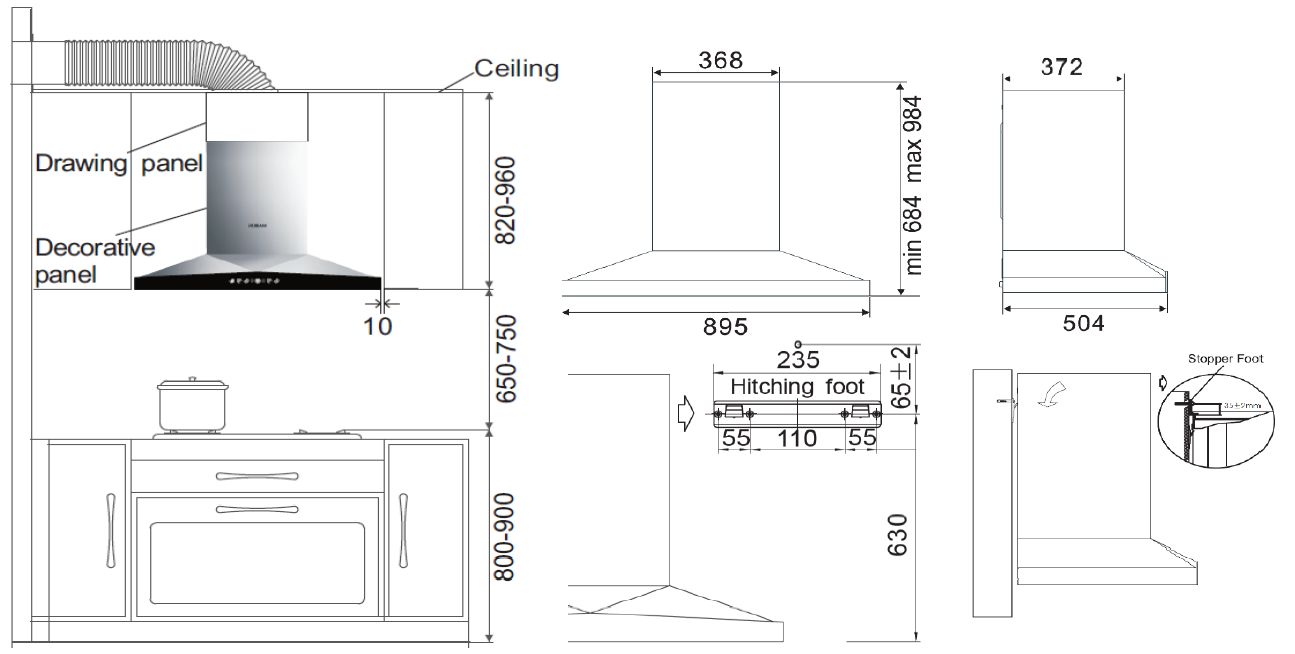 Robam | Canopy Rangehood | BLDC Motor|CXW-200-A837 | 900mm (w)